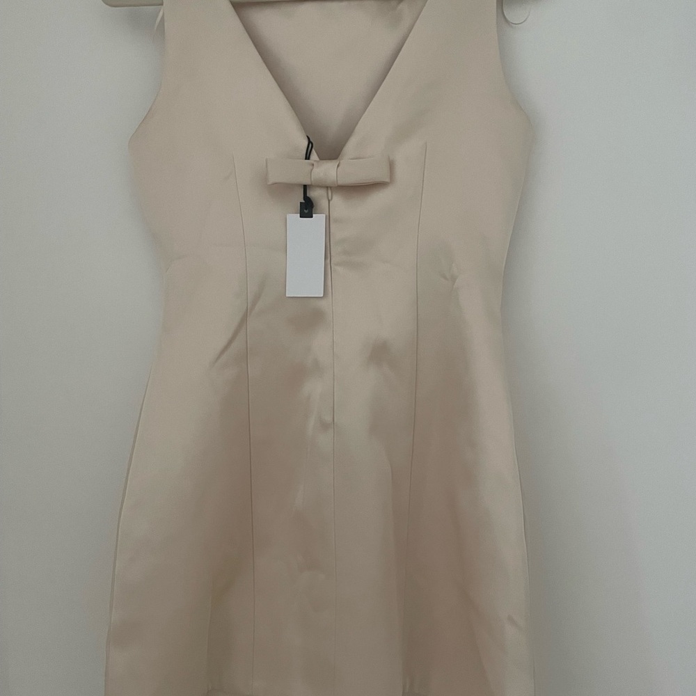 ASTR Cream Satin Mini Dress - Picture 3 of 4